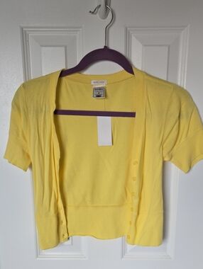 Old Navy Yellow Short-Sleeve Cardigan